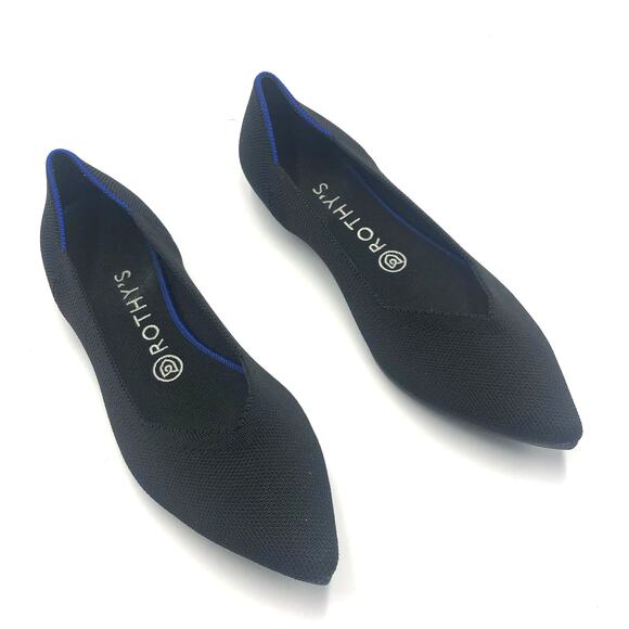 Rothy’s The Point Flats Solid Black Size 9 - Picture 1 of 8